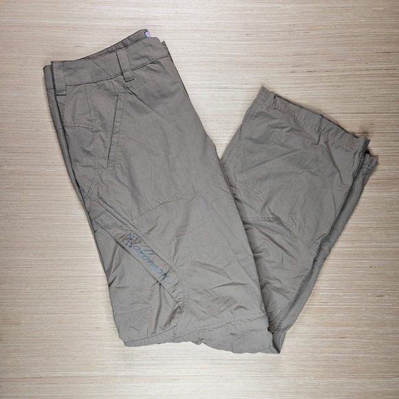 Salomon Convertible Hiking Pants Womens Size 8 Zip Off Khaki Outdoors Ripstop - Picture 1 of 16